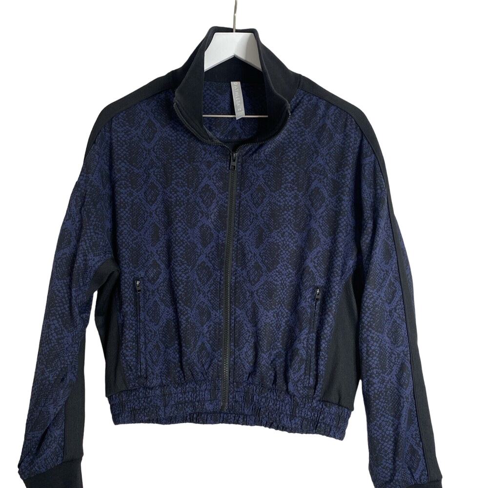 Athleta Brooklyn Bomber Full Zip Track‎ Jacket Women's Size XS Blue/Black